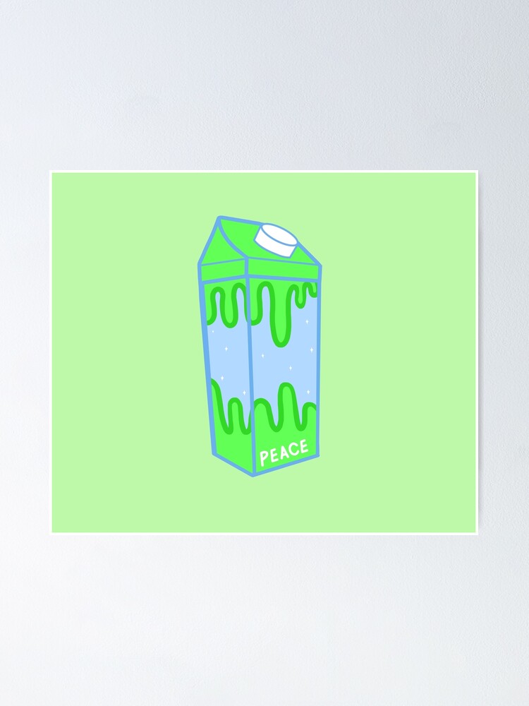 "Crystal green Peace drip milk carton bottle" Poster for Sale by