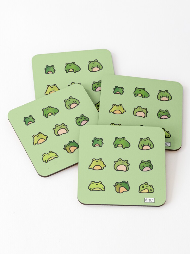 Thumbnail 1 of 5, Coasters (Set of 4), Frogs Doodle designed and sold by tdoodles.