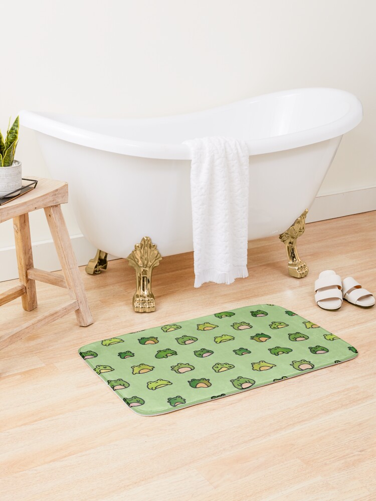 Thumbnail 2 of 6, Bath Mat, Frogs Doodle designed and sold by tdoodles.