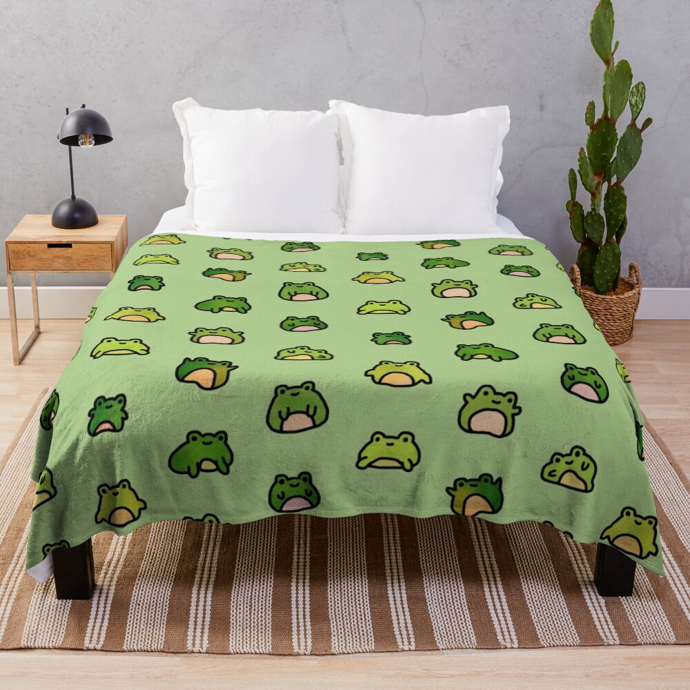 Frogs Doodle Throw Blanket