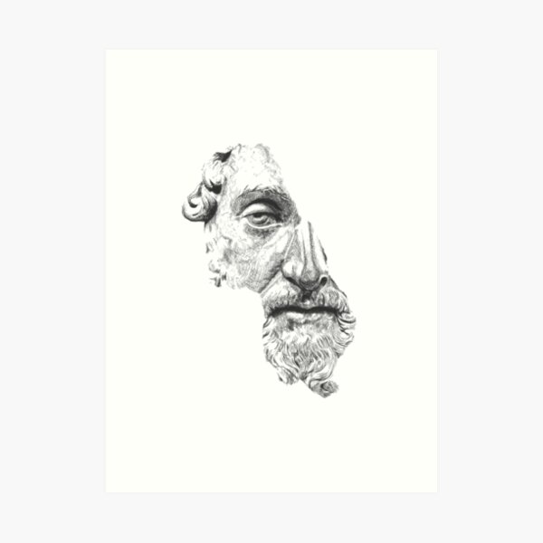 MARCUS AURELIUS ANTONINUS AUGUSTUS / black and white Kunstdruck