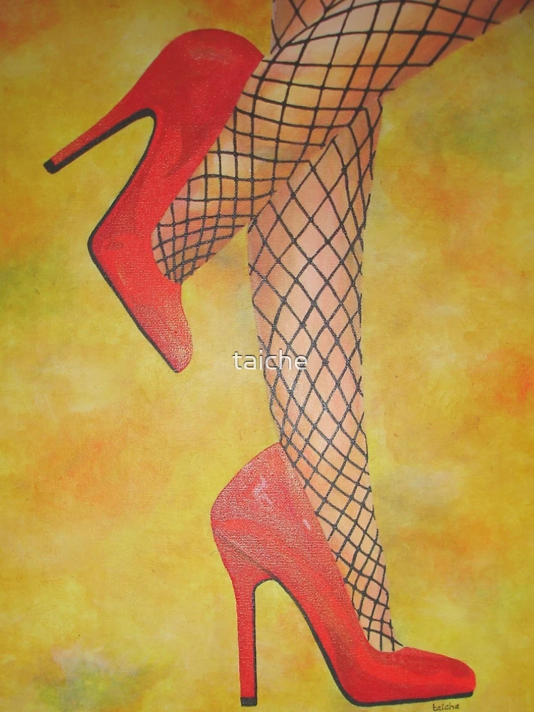 Aperçu 5 sur 5. Robe trapèze avec l'œuvre Peinture Acrylique Chaussures Rouges créée et vendue par taiche.