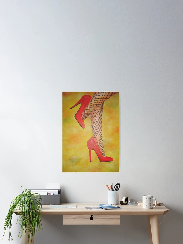Aperçu 2 sur 3. Poster avec l'œuvre Peinture Acrylique Chaussures Rouges créée et vendue par taiche.