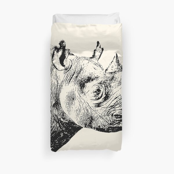 Black Rhino in Profile | African Wildlife Duvet Cover