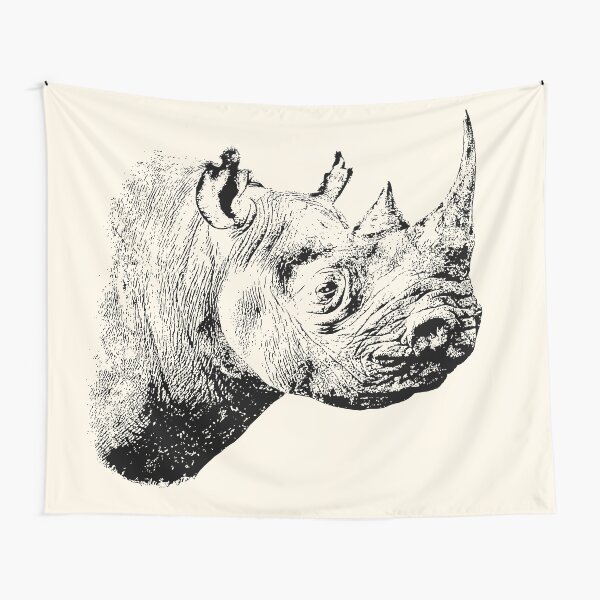 Black Rhino in Profile | African Wildlife Tapestry