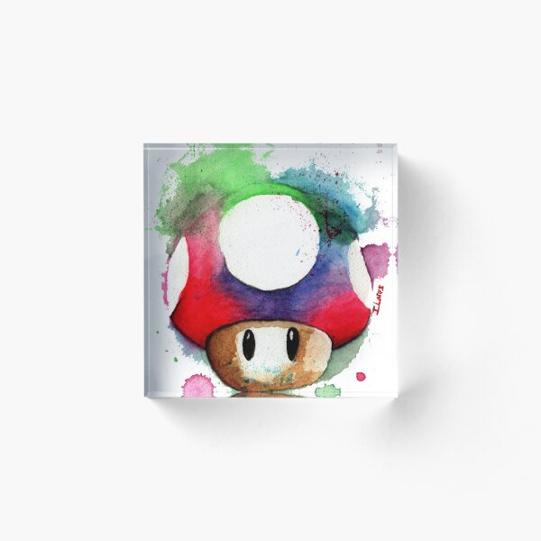 1 UP WATERCOLOR MUSHROOM Design SUPERMARKET Acrylic Block