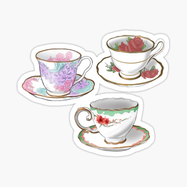 Alice Tea Cups Pack Sticker for Sale by designbykaitlin