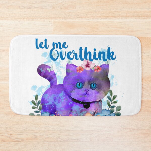 Item preview, Let Me Overthink - thinking purple cat and butterflies and flowers designed and sold by ibijin.