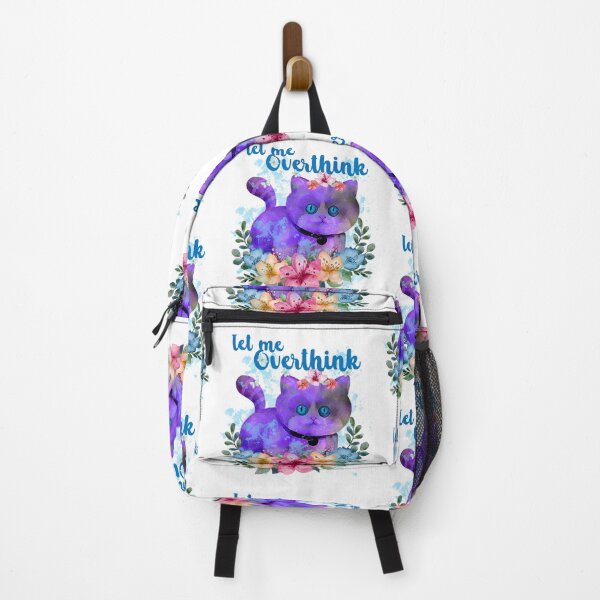 Item preview, Let Me Overthink - thinking purple cat and butterflies and flowers designed and sold by ibijin.