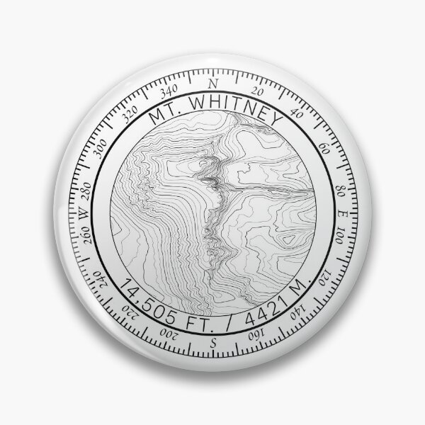 Item preview, Mount Whitney Summit Topo Map Badge designed and sold by BagOfPeaks.