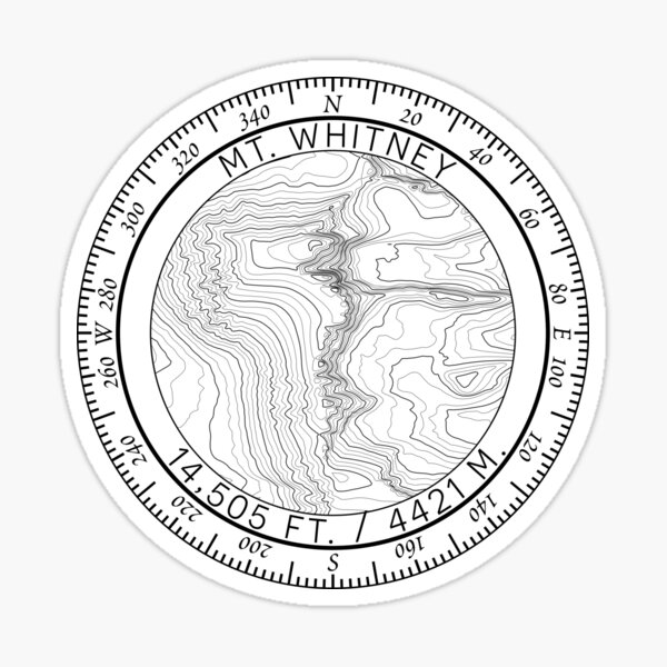 Item preview, Mount Whitney Summit Topo Map Badge designed and sold by BagOfPeaks.