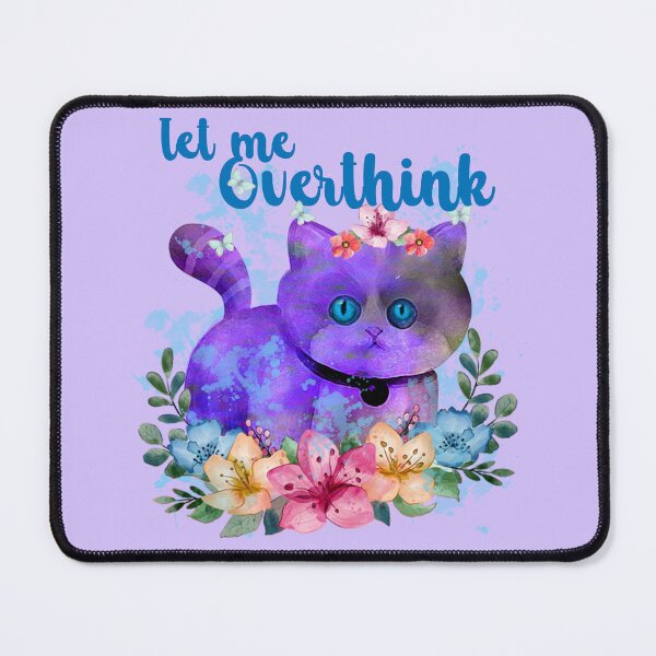 Item preview, Let Me Overthink - thinking purple cat and butterflies and flowers designed and sold by ibijin.