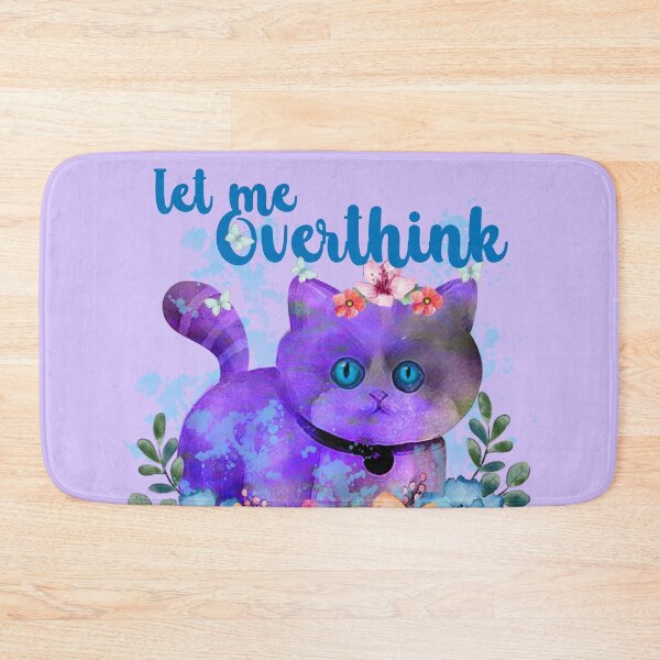 Item preview, Let Me Overthink - thinking purple cat and butterflies and flowers designed and sold by ibijin.
