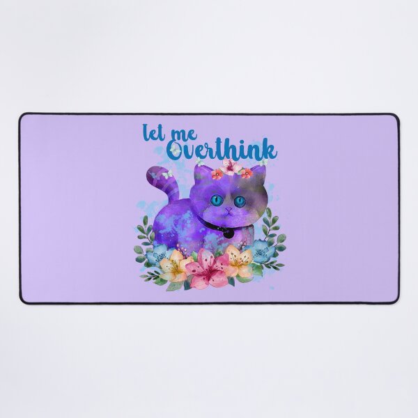 Item preview, Let Me Overthink - thinking purple cat and butterflies and flowers designed and sold by ibijin.