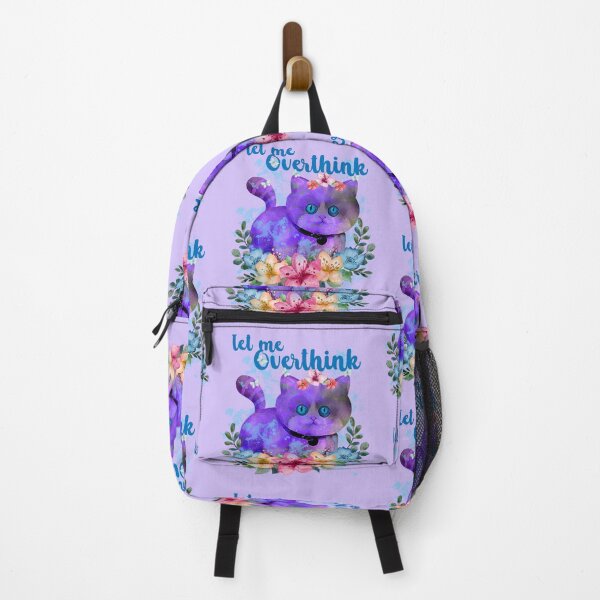 Item preview, Let Me Overthink - thinking purple cat and butterflies and flowers designed and sold by ibijin.