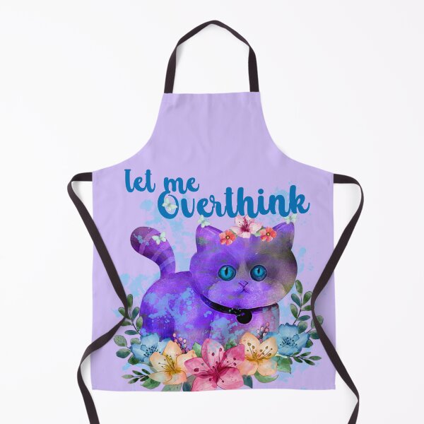 Item preview, Let Me Overthink - thinking purple cat and butterflies and flowers designed and sold by ibijin.