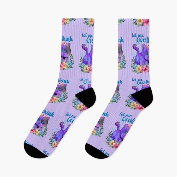 Item preview, Let Me Overthink - thinking purple cat and butterflies and flowers designed and sold by ibijin.
