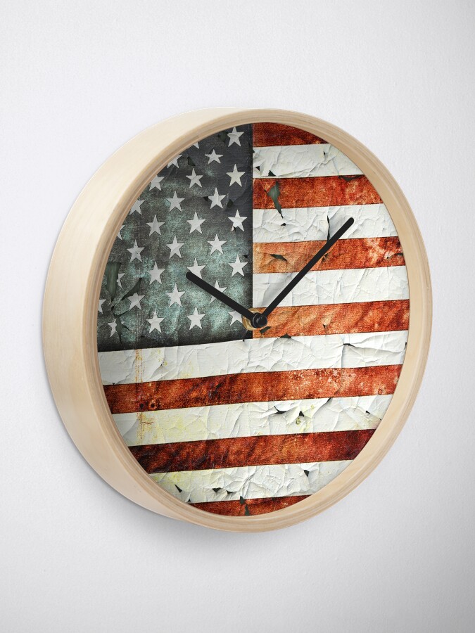 Alternate view of Painted Stars And Stripes Clock