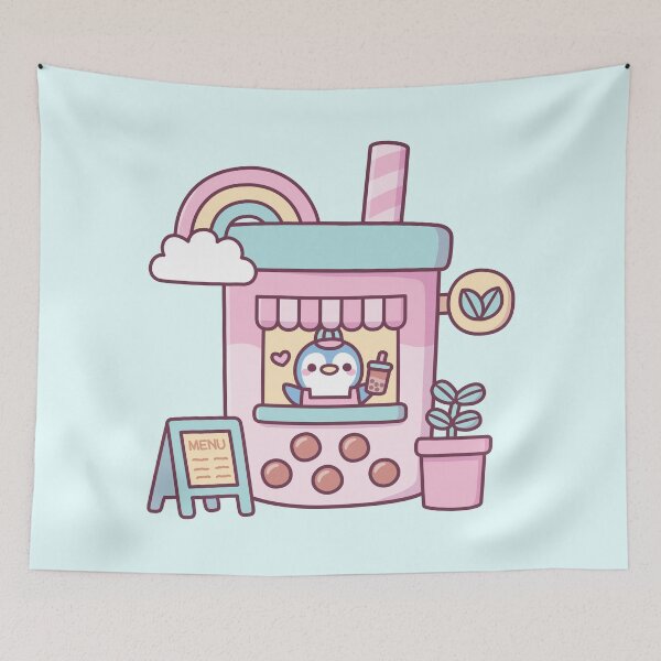 Item preview, Cute Penguin Running A Bubble Tea Cafe designed and sold by rustydoodle.