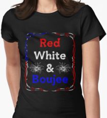 Funny President Trump Patriotic Red, White, & Boujee Women's Fitted T-Shirt