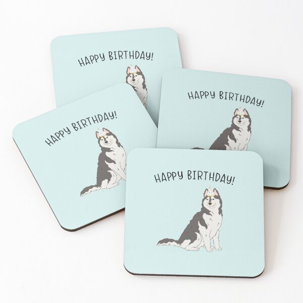 Item preview, Black Siberian Husky Huskies Dog Happy Birthday designed and sold by thepawster.