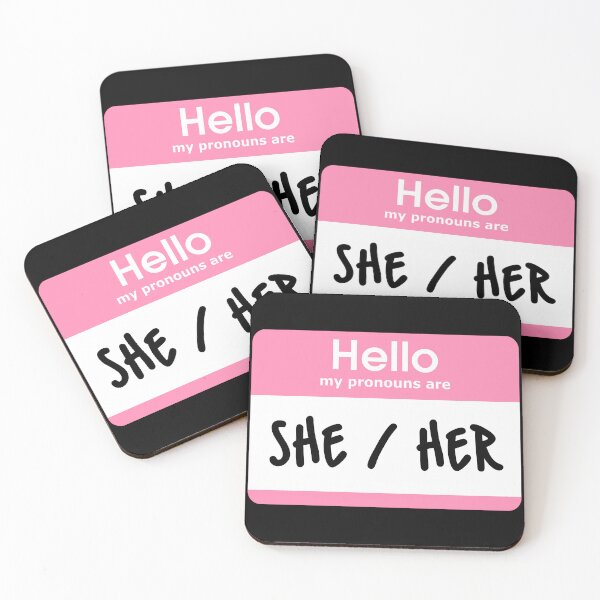 Item preview, Hello My Pronouns Are She Her Pastel Pink designed and sold by everything4eva.