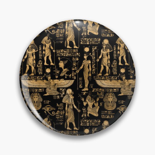 Item preview, Egyptian hieroglyphs and Gods gold and black designed and sold by k9printart.
