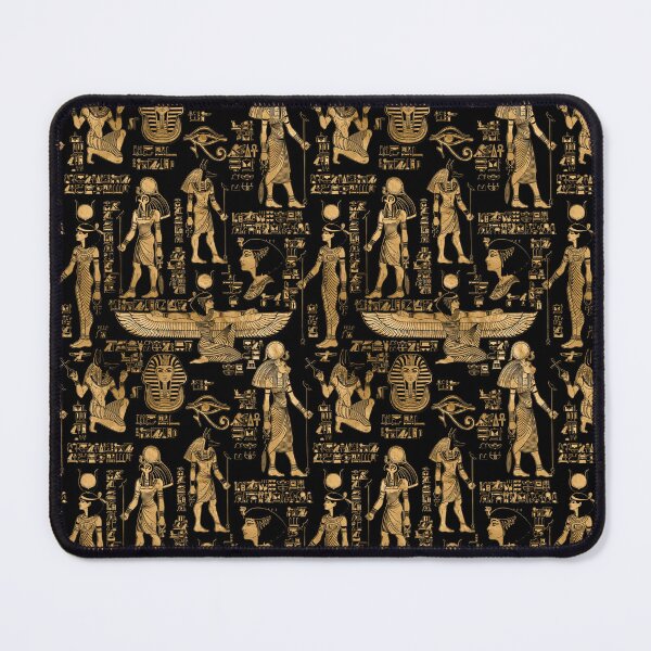 Item preview, Egyptian hieroglyphs and Gods gold and black designed and sold by k9printart.