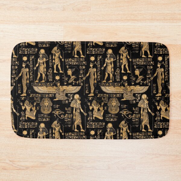 Item preview, Egyptian hieroglyphs and Gods gold and black designed and sold by k9printart.