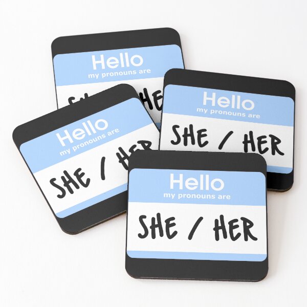 Item preview, Hello My Pronouns Are She Her Pastel Blue designed and sold by everything4eva.