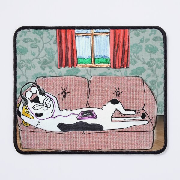 Item preview, Quarantine Cat Relaxes and Listens to a Podcast designed and sold by CatnipCreations.
