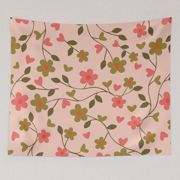 Item preview, Cute Pink Green Floral designed and sold by risingrocket.