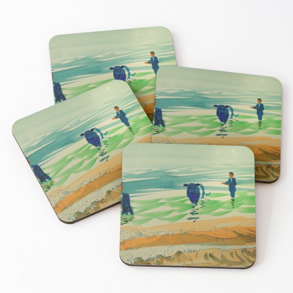 Item preview, Surreal belted galloway men in suits seascape painting designed and sold by MikeJory.