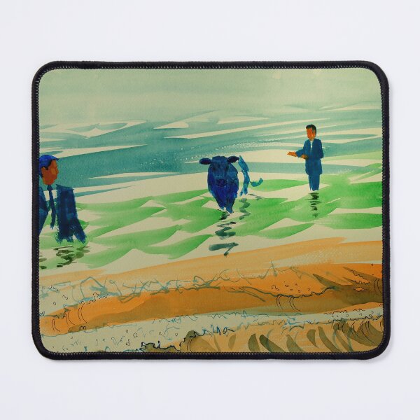 Item preview, Surreal belted galloway men in suits seascape painting designed and sold by MikeJory.