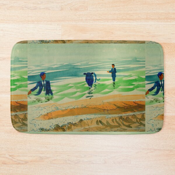 Item preview, Surreal belted galloway men in suits seascape painting designed and sold by MikeJory.
