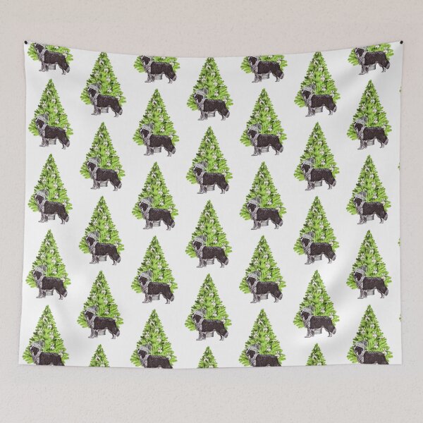 Item preview, Border Collie Dog Christmas scene with Christmas tree and Santa hat designed and sold by NikkiBear67.
