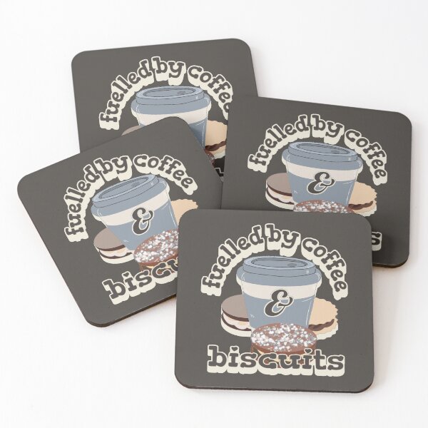 Item preview, Powder Blue Fuelled By Coffee And Biscuits Fun Slogan UK Spelling designed and sold by TrulyEpoque.