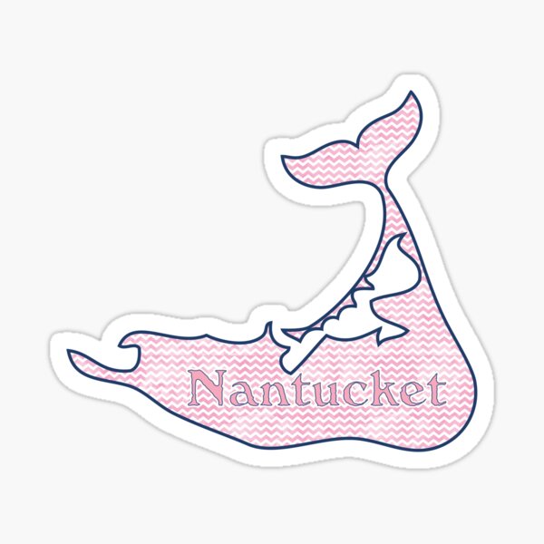 Preppy Pink Watercolor Chevron Nantucket Island Silhouette Sticker