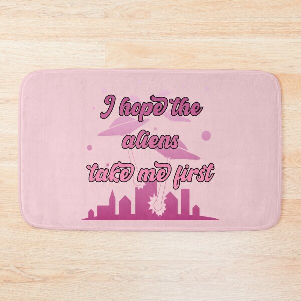 Item preview, I Hope The Aliens Take Me First UFOs Pink designed and sold by everything4eva.