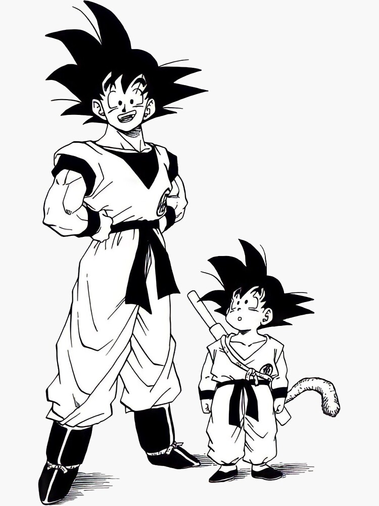 Goku Young Songoku Dragon Ball DBZ Anime drawing black and white |  Photographic Print