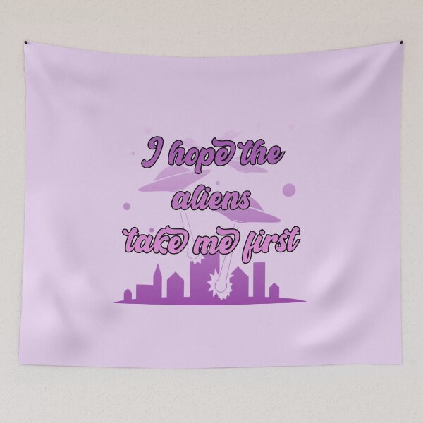 Item preview, I Hope The Aliens Take Me First UFOs Purple designed and sold by everything4eva.