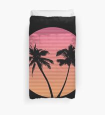 Retro Wave Palm Tree Sunset Duvet Cover