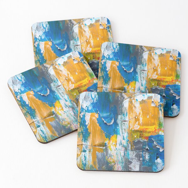 Item preview, Blue, Yellow and White, Abstract Colorful Painting designed and sold by JoyforU.