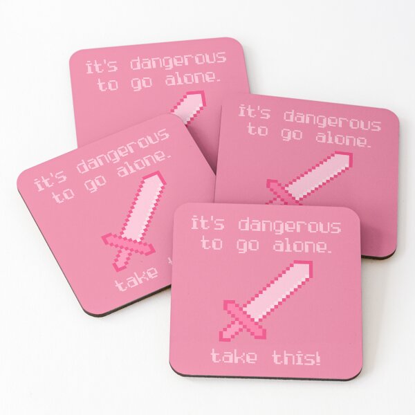 Item preview, Its Dangerous To Go Alone Take This Video Game Quotes Pixelated Sword Pink designed and sold by everything4eva.