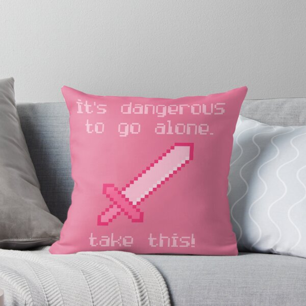 Item preview, Its Dangerous To Go Alone Take This Video Game Quotes Pixelated Sword Pink designed and sold by everything4eva.