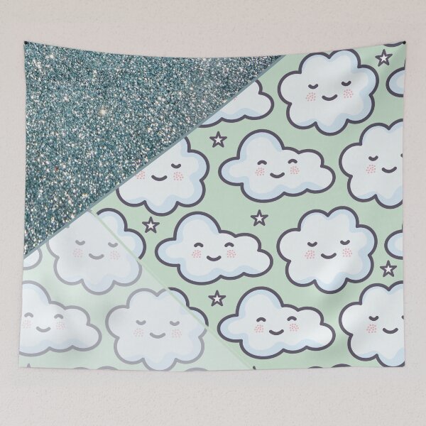 Item preview, cute green cloud sparkling pattern designed and sold by Beeroclock.