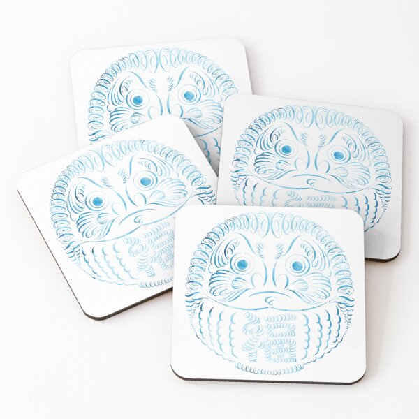 Item preview, Daruma Doll Lucky Calligraphic Drawing (Arctic Ocean Edition) designed and sold by flamingoparadis.