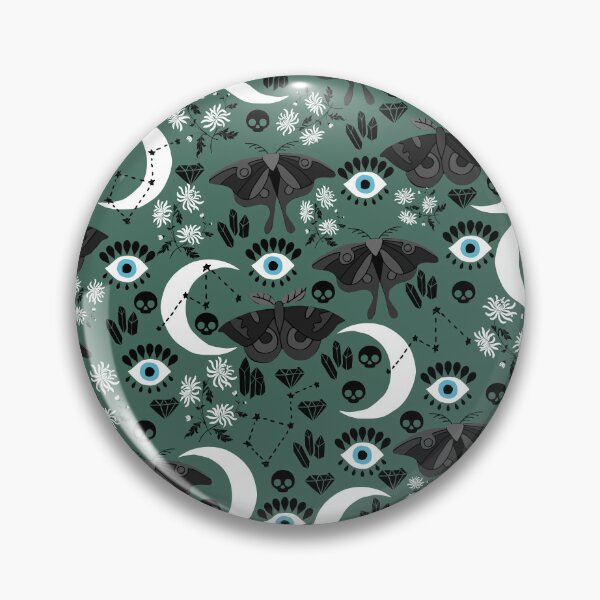 Item preview, Goth Moth Pattern with Moon, Skulls and Crystals designed and sold by kapotka.