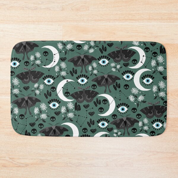 Item preview, Goth Moth Pattern with Moon, Skulls and Crystals designed and sold by kapotka.