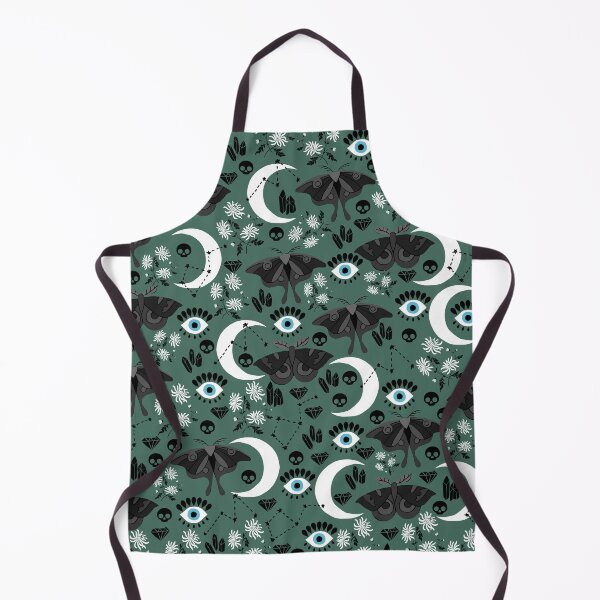Item preview, Goth Moth Pattern with Moon, Skulls and Crystals designed and sold by kapotka.